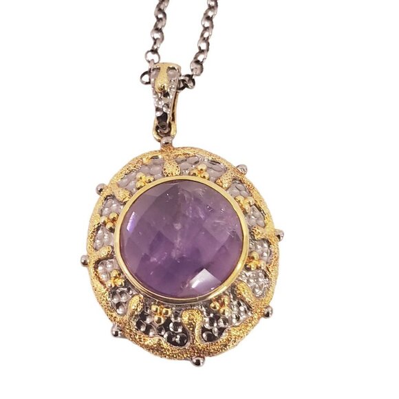 HSN Gold Vermeil .925 Sterling Silver Amethyst Pendant & Necklace - Picture 5 of 16